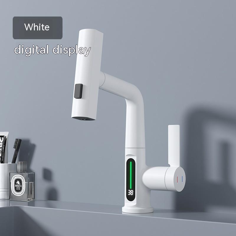 Intelligent digital pull-out basin faucet with temperature digital display rotation Nanag store