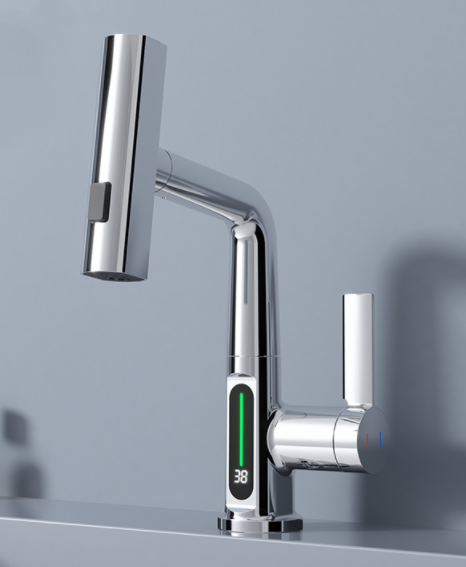 Intelligent digital pull-out basin faucet with temperature digital display rotation Nanag store