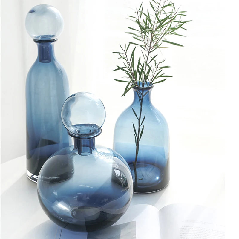 Creative amber color glass vase hydroponics flower pots