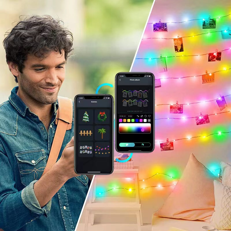 Decoración de Navidad al aire libre control de punto inteligente luces de cadena