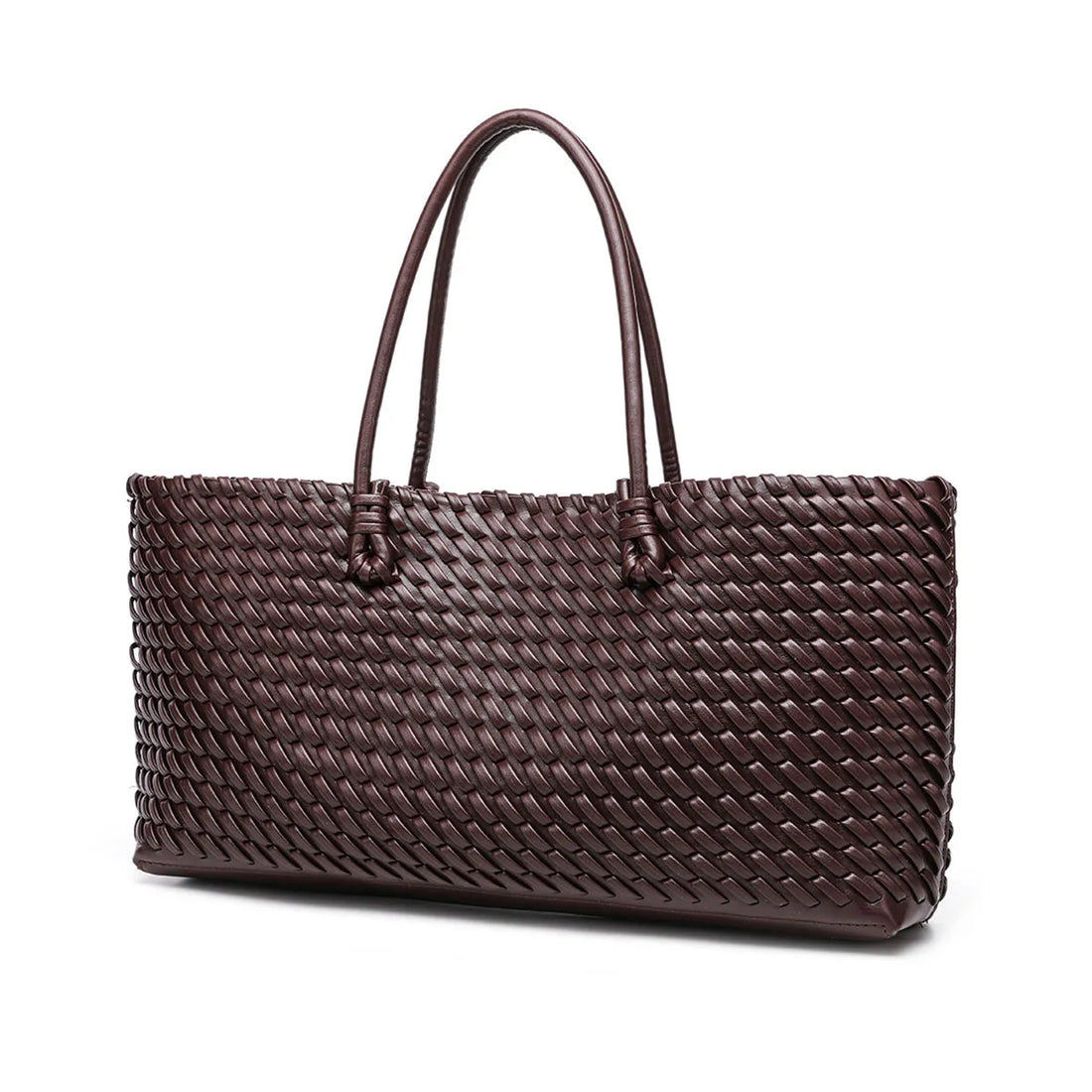 Woven PU Shopper Tote Bag