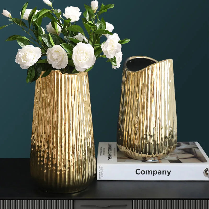 Golden ceramic vase