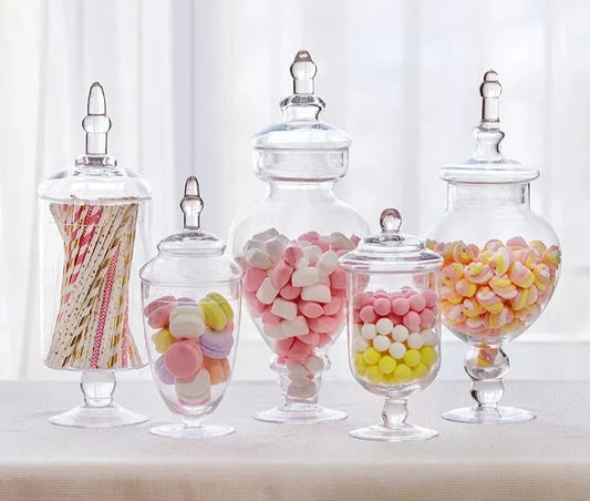 Stylish glass candy jar with a modern design