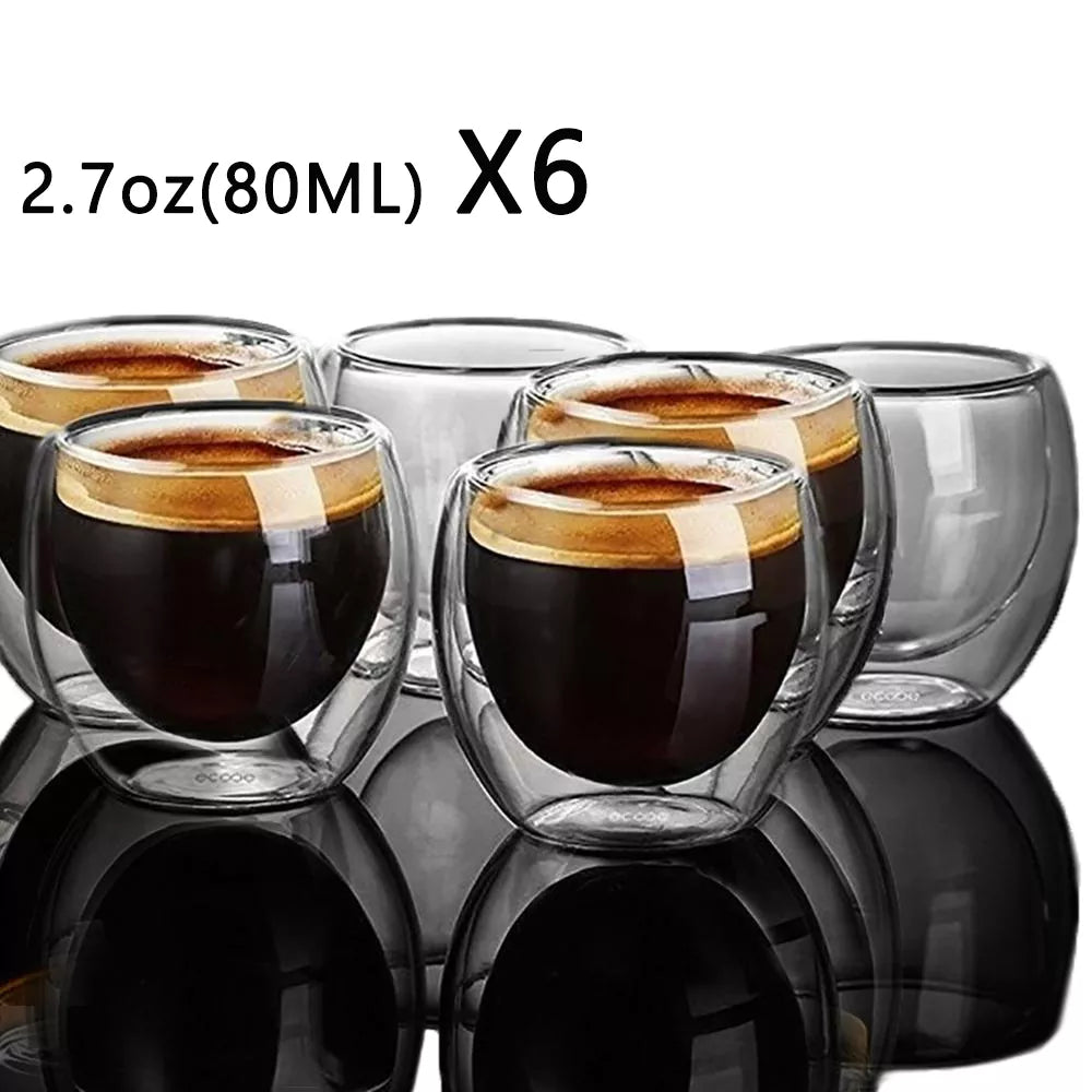 Te-kaffekopper dobbel vegg glass