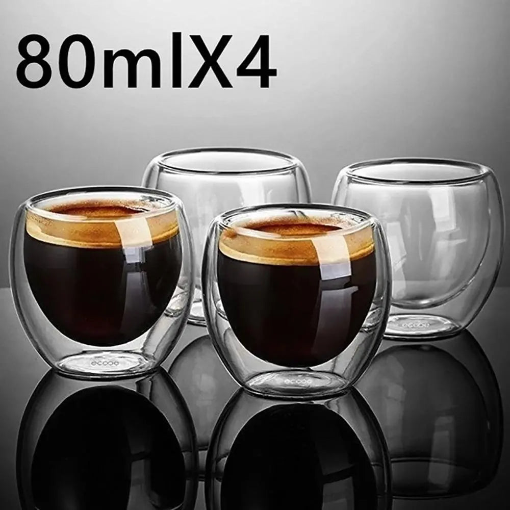 Te-kaffekopper dobbel vegg glass