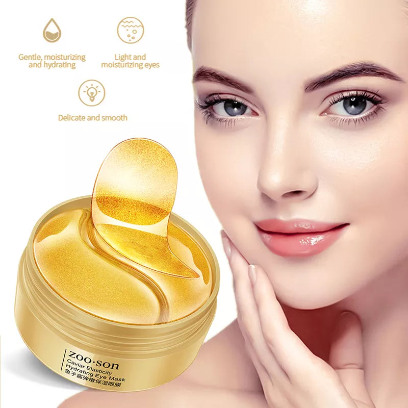 60PC gold caviar moisturizing crystal collagen eye mask.