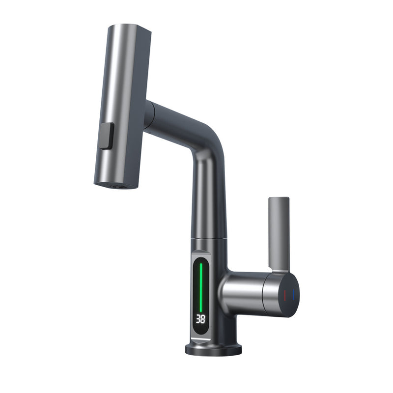 Intelligent digital pull-out basin faucet with temperature digital display rotation Nanag store