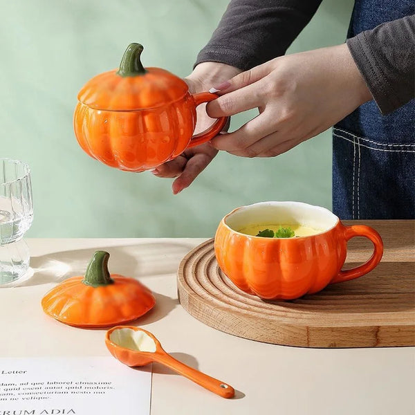 Halloween Creative Pumpkin Mug  With Spoon