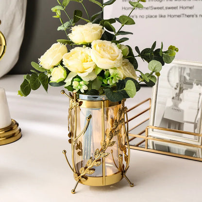 Golden luxury metal flower vase