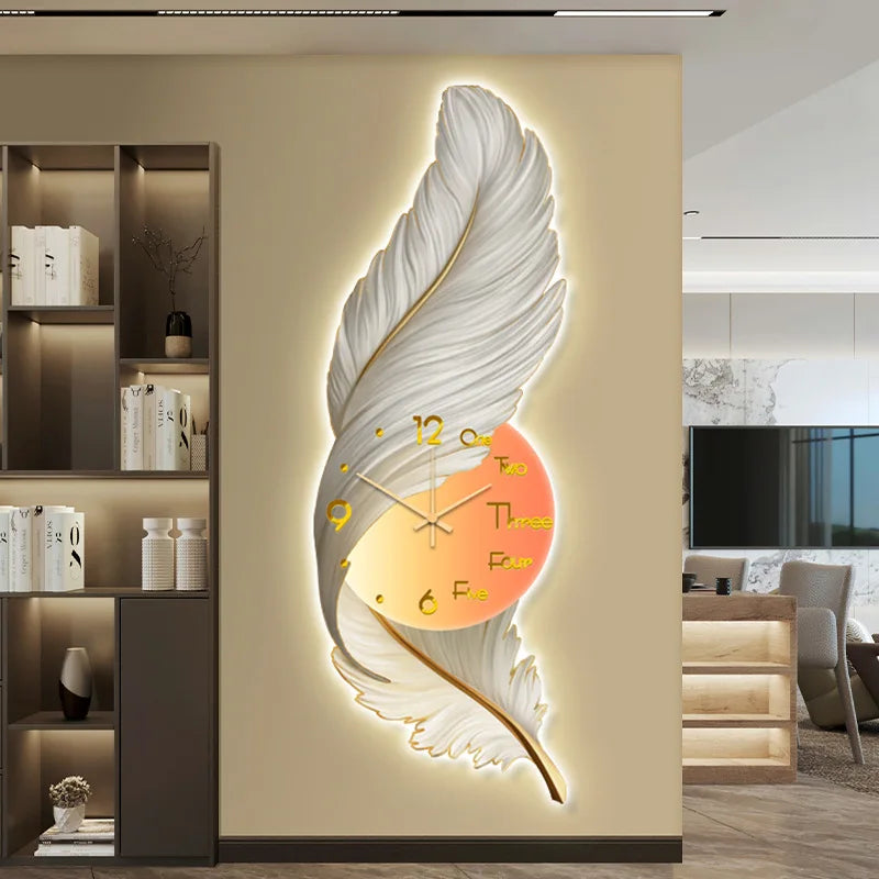 Modern feather wall clock