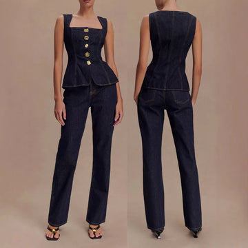 Women Denim Two Piece Set