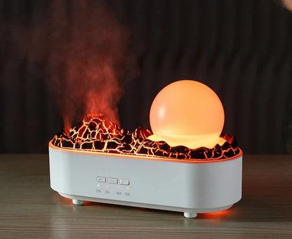 3D simulation flame crystal essential oil volcano humidifier