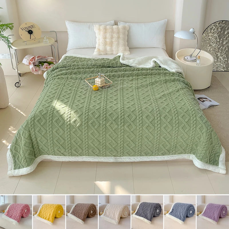 Double-thickened bedding fleece blanket