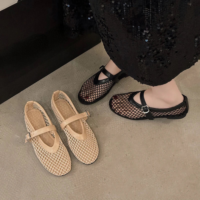 Women Mesh Mary Jane Flats