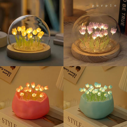 Tulip flower night light With glass cover