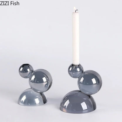 Transparent crystal stacked ball candle holders