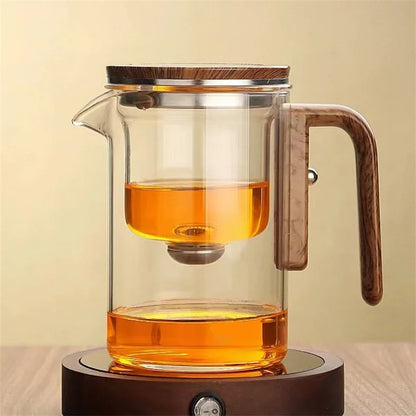 One-click magnetic switch tea separation filtration glass teapot