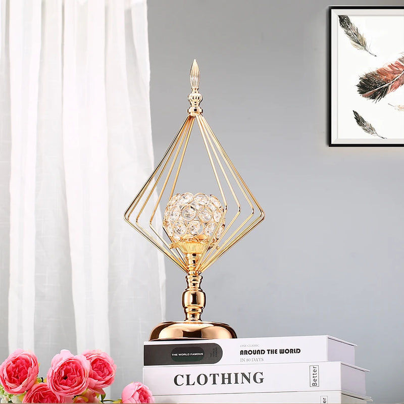 Crystal golden flower vase candle holder