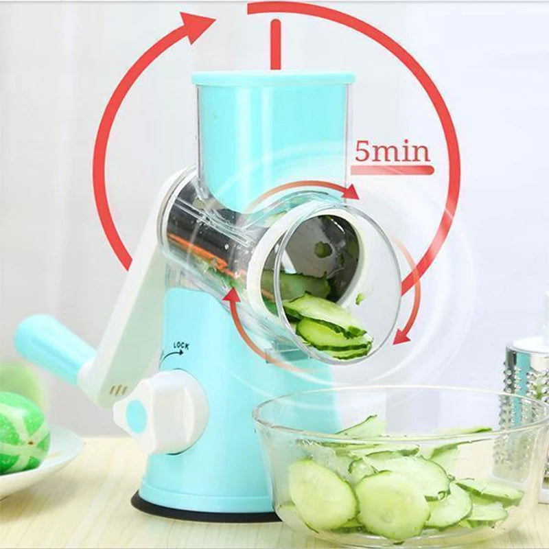 3-in-1 manual rotation vegetable fruit slicer round cutter