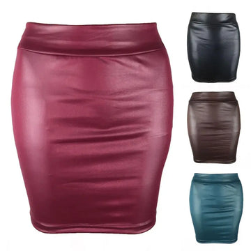 Women PU Leather Mini Skirt