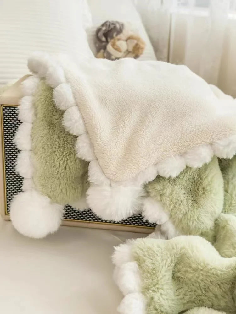 Luxury blanket lightweight faux rabbit fur