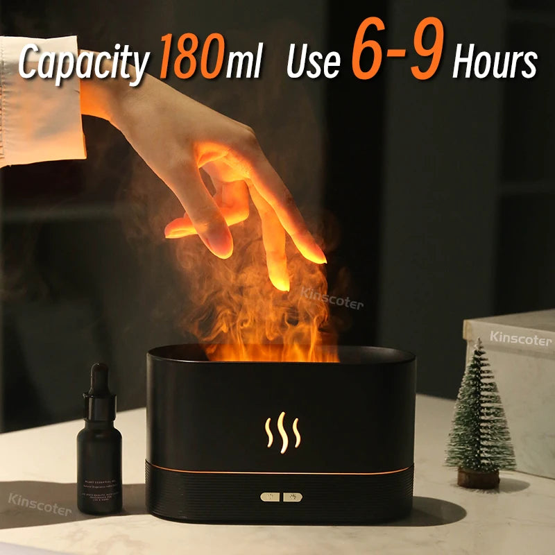 Aroma diffuser air humidifier ultrasonic oil flame lamp