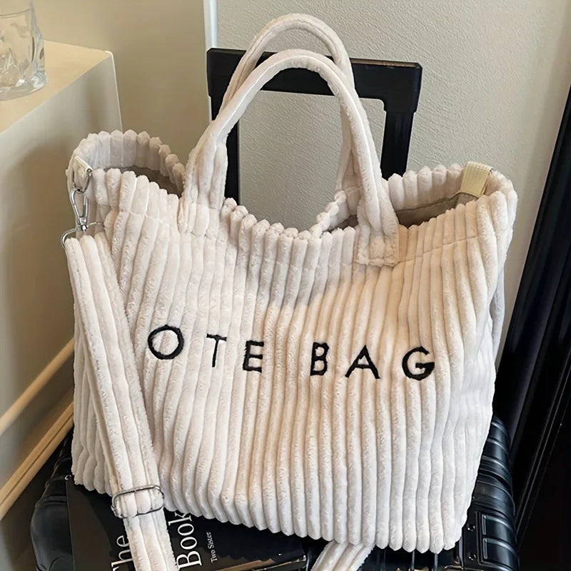 Corduroy Large Tote Bag Women