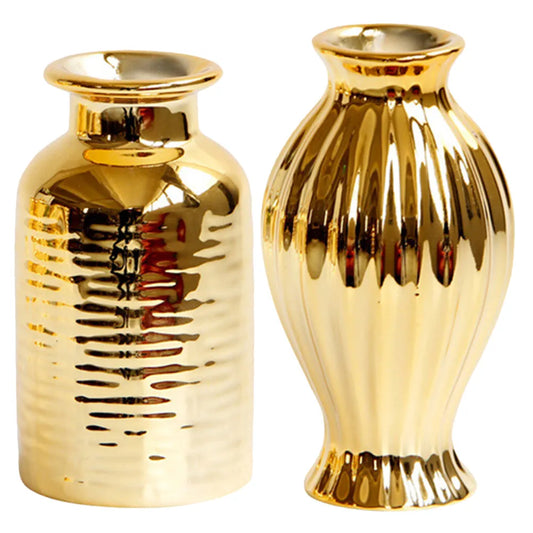 small golden vases