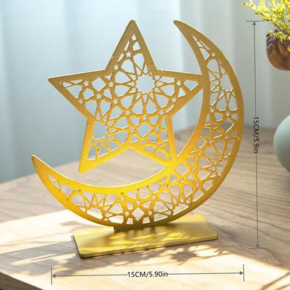 New wooden craft ornament decor with golden moon, and stars