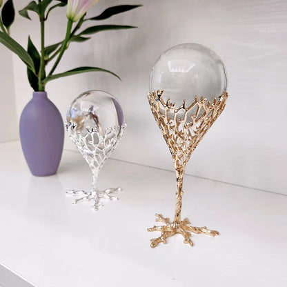 Crystal ball base mesh glass   alloy magic sphere display stand