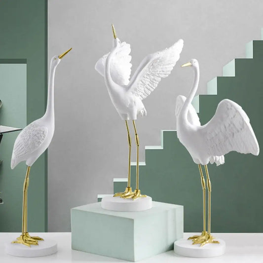 Modern crane stork egret birds figurine handmade statue