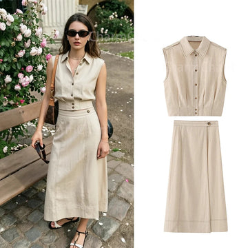 Women Linen Skirt Set