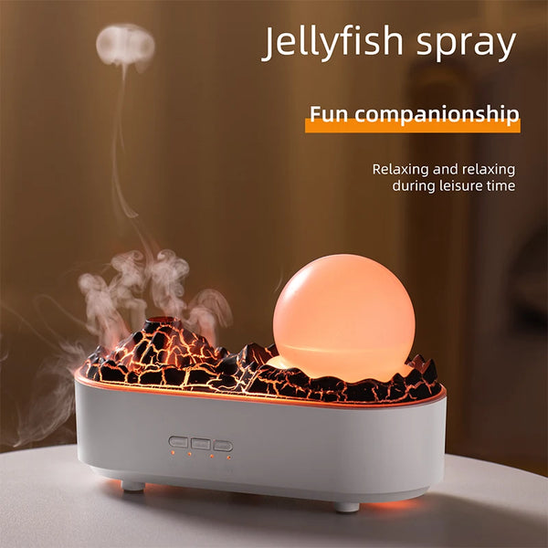 3D simulation flame crystal essential oil volcano humidifier