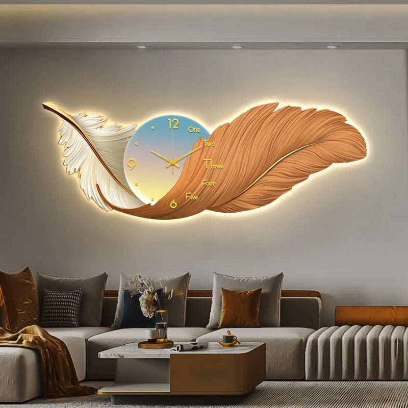 Modern feather wall clock