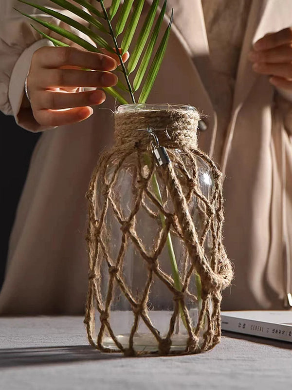 Rustic hanging glass vase