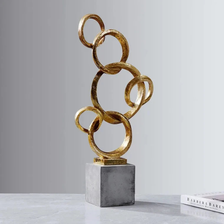 Nested golden ring geometric abstract circular