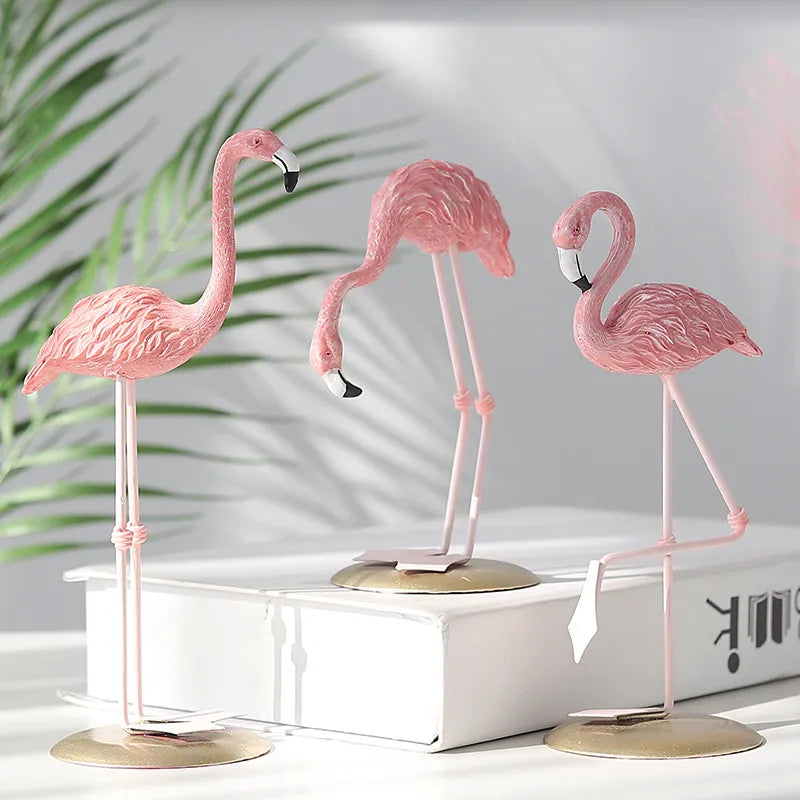 3สไตล์เรซิ่น Flamingo รูปปั้นโมเดิร์นจำลองสัตว์ statue