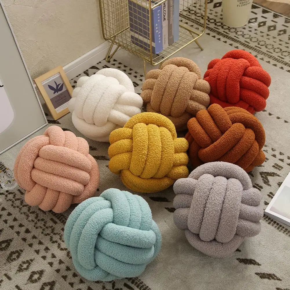 Knotted ball pillow plush pillow hand-woven