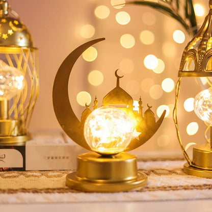 Gold muslim festival lamp Eid mubarak LED light