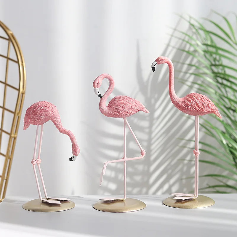 3Style Reçine Flamingo Heykeli Modern Simülasyon Hayvan Heykeli