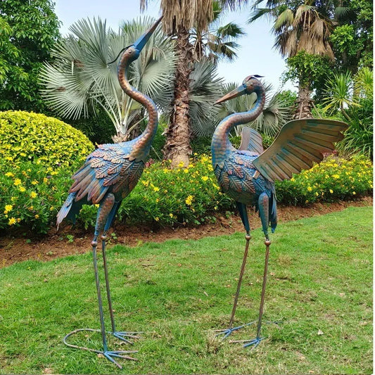 2Art Decor Outdoor Standing Iron Heron Sculpture 83/94cm