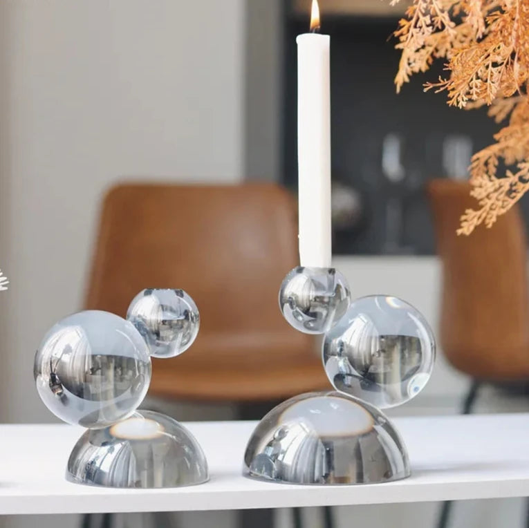 Transparent crystal stacked ball candle holders