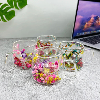 Heat-resistant 180ml double wall coffee cup flower design