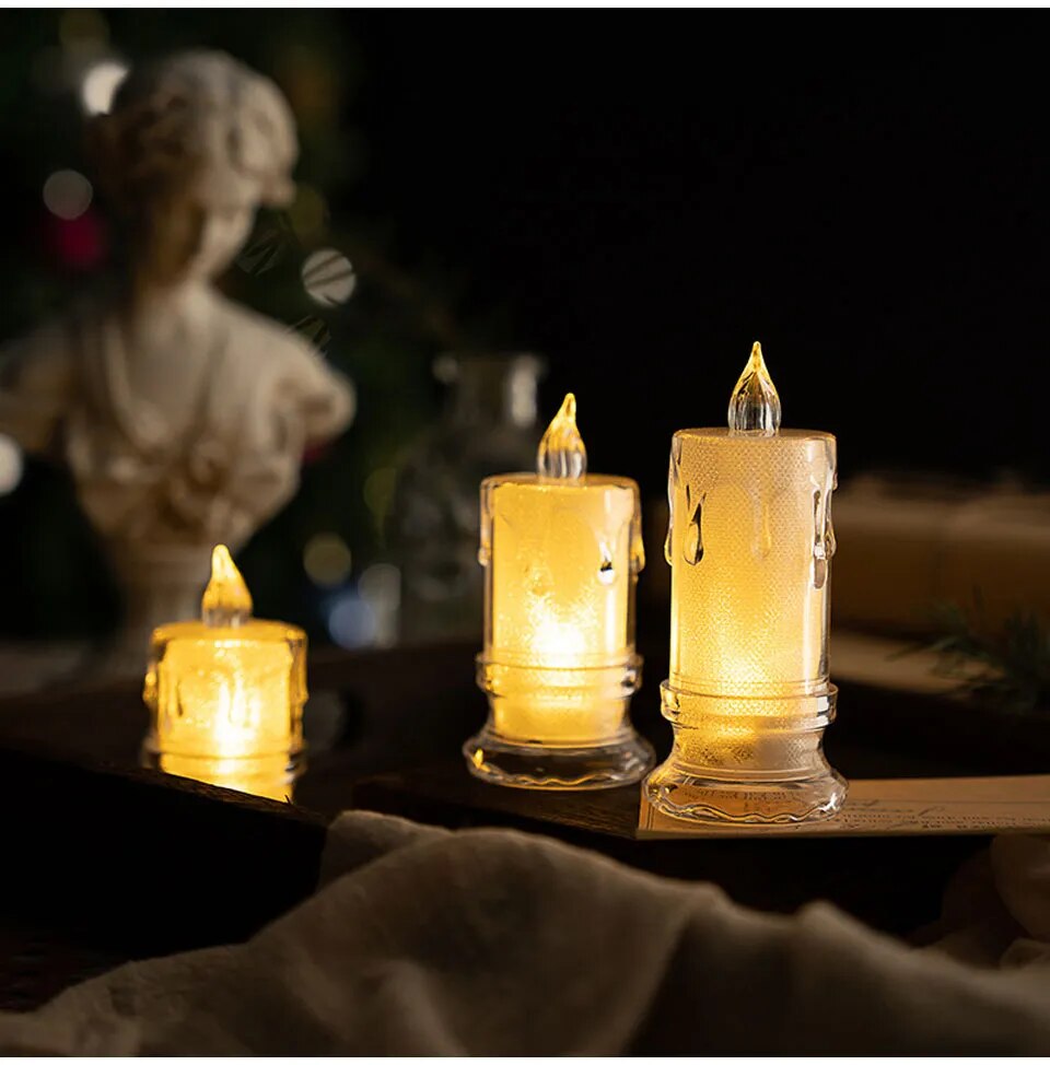 Ελαφρύ ζεστό λευκό κερί χωρίς φλόγα Χριστουγεννιάτικη διακόσμηση αποκριών