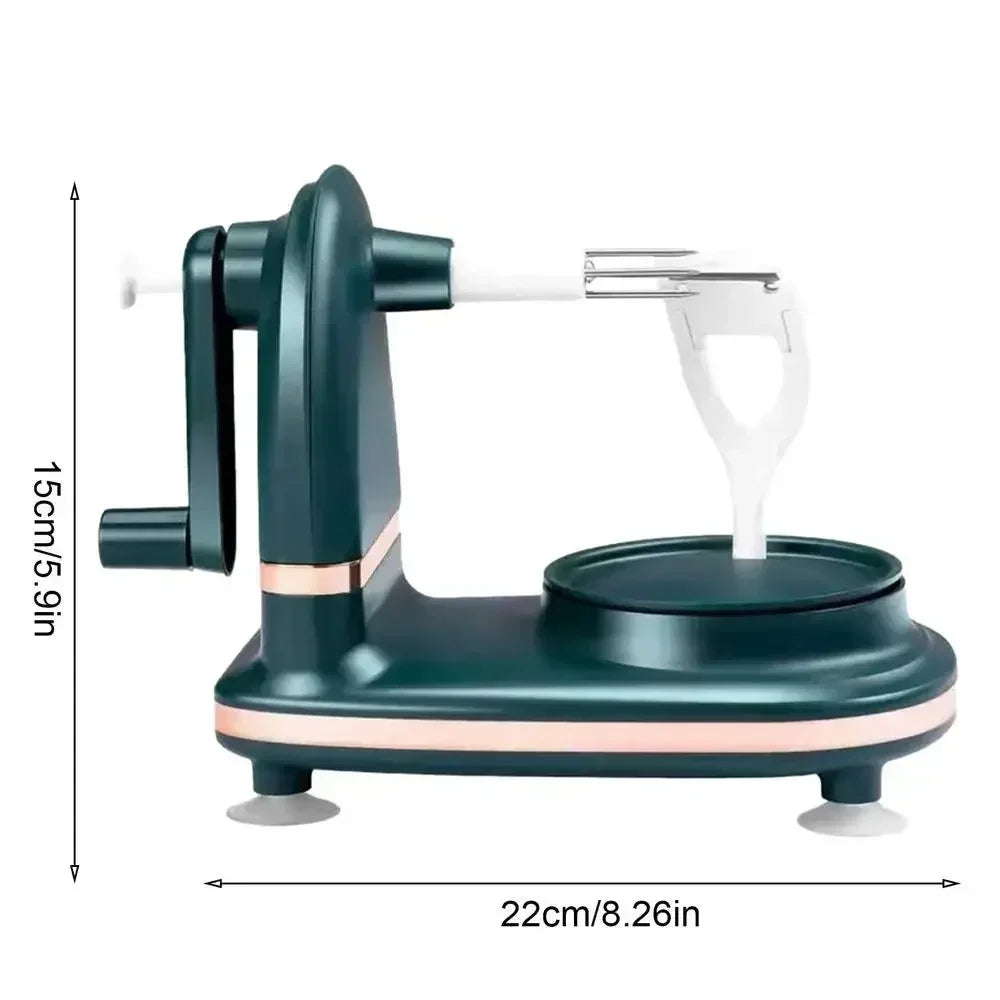 Fruit peeler slicer with corer hand-cranked