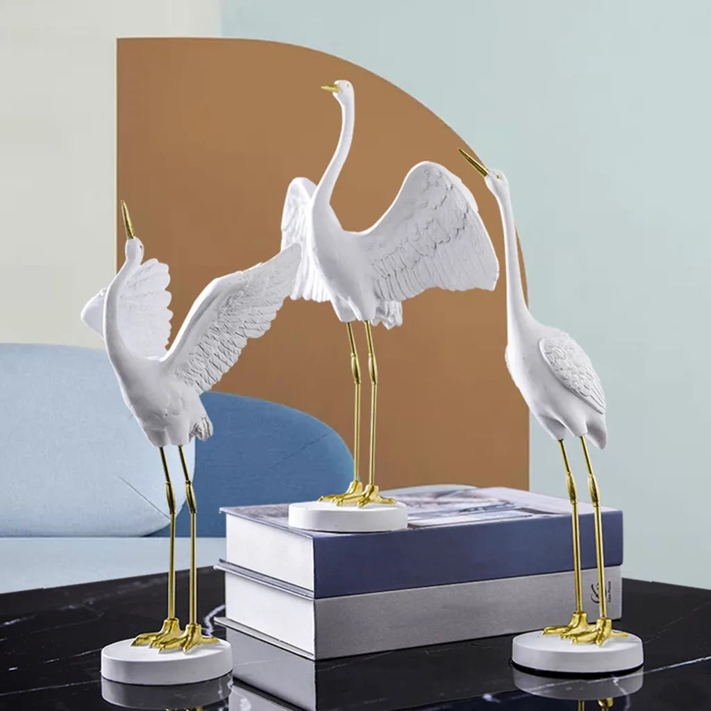 Modern crane stork egret birds figurine handmade statue