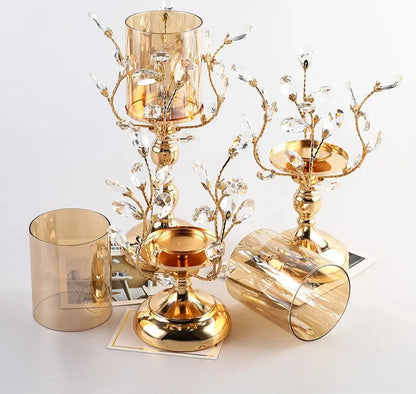 Elegant glass candle holders with sturdy metal brackets