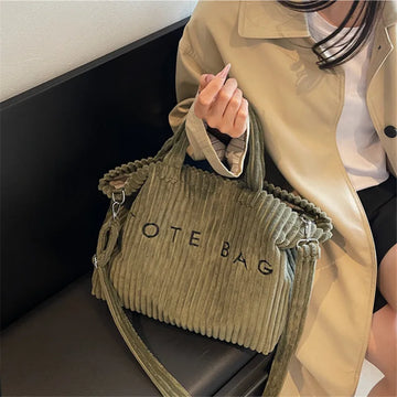 Corduroy Large Tote Bag Women