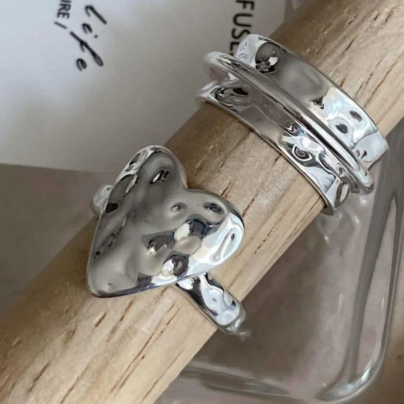 925 Silver Geometric Ring Set