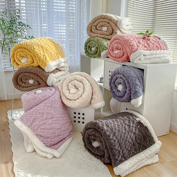 Double-thickened bedding fleece blanket